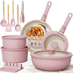 【Deals for You】Astercook 20 PCS Nonstick Cookware Set - Removable Handle Pots & Pans, Ceramic Coated Kitchenware for Easy Cooking