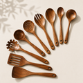 Natural Wooden Utensil Set - 9 pieces