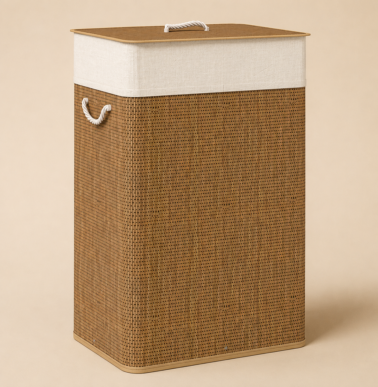 Bamboo Laundry Basket With Lid, 72L Laundry Hamper With Rope Handles, Washing Basket With Removable Washable Liner Bag For Bathroom, Bedroom, Brown