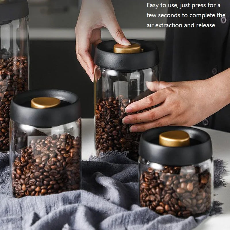 New Bean Coffee Storage Container Vacuum Seal Container Coffee Bean Storage Sealed Container KFSN001