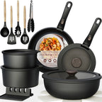 【Deals for You】Astercook 20 PCS Nonstick Cookware Set - Removable Handle Pots & Pans, Ceramic Coated Kitchenware for Easy Cooking